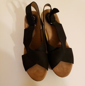 Clark's Artisan Black Sandal Wedges